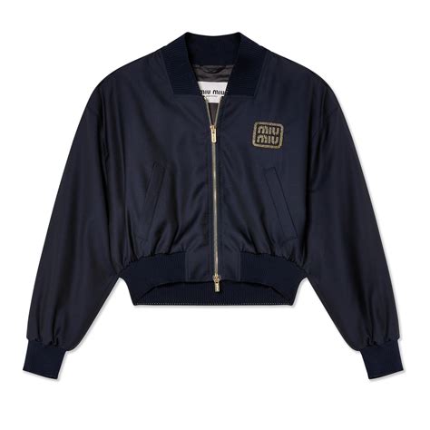 miu miu bomber jacket|Navy Batavia Bomber Jacket .